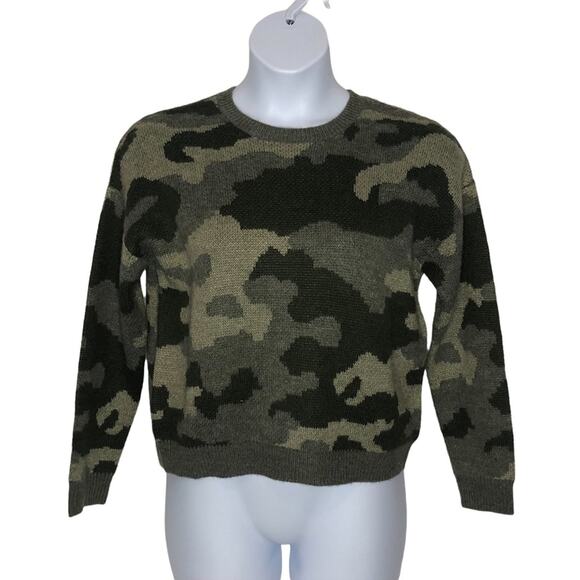 Lucky Brand Wool Blend Camo Crewneck Sweater Small Retro Grunge - Picture 4 of 15